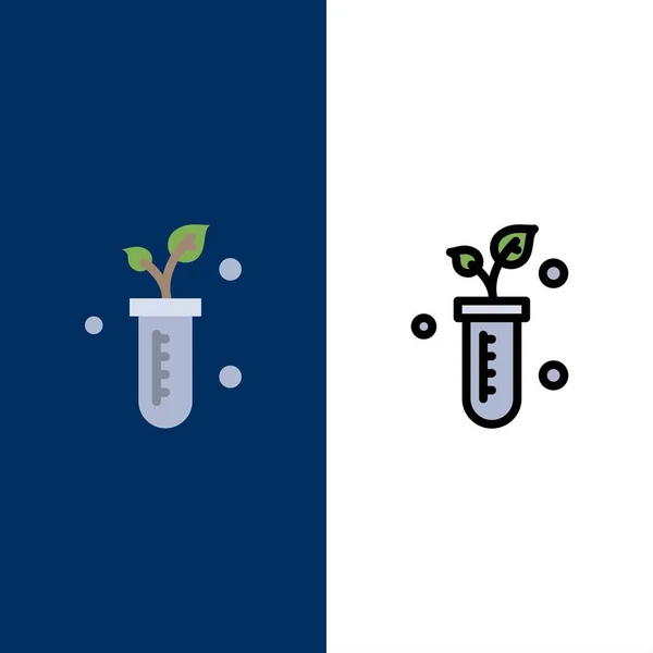 Tube, Plant, Lab, Science Icons. Vlak en line gevuld pictogram Set — Stockvector