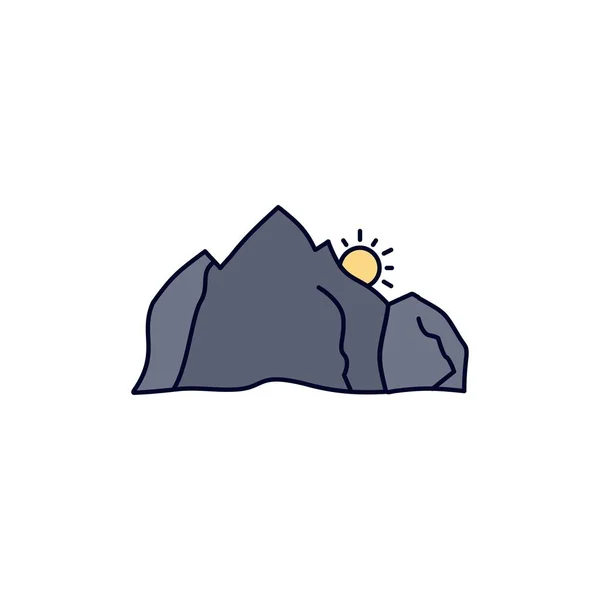 Domb, táj, természet, hegy, színhely Síkszín ikon vektor — Stock Vector
