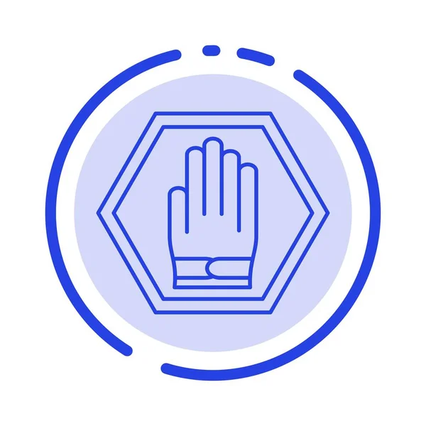 Stop, Hand, Sign, Traffic, Warning Blue Dotted Line Icon — стоковый вектор