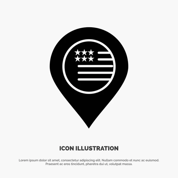 American, Location, Map, Sign solid Glyph Icon vector — Stock Vector