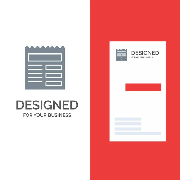 Έγγραφο, κείμενο, βασικός, σχεδιασμός λογότυπου UI γκρι και επαγγελματική κάρτα TEM — Διανυσματικό Αρχείο