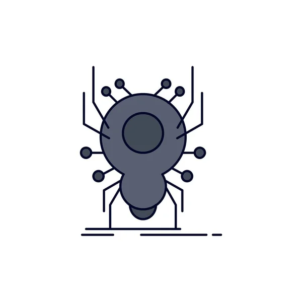 Bug, insecte, araignée, virus, App Flat Color Icon vecteur — Image vectorielle