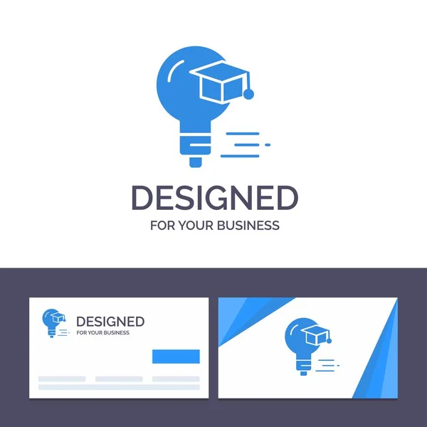 Kreatywna karta biznesowa i szablon logo Żarówka, Cap, Edukacja, G — Wektor stockowy