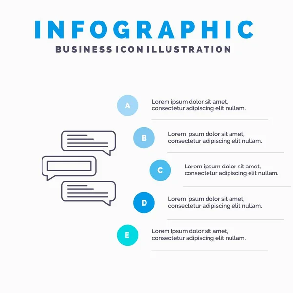 Chat, Bubbles, Comments, Conversations, Talks Line icon with 5 s — Stock Vector