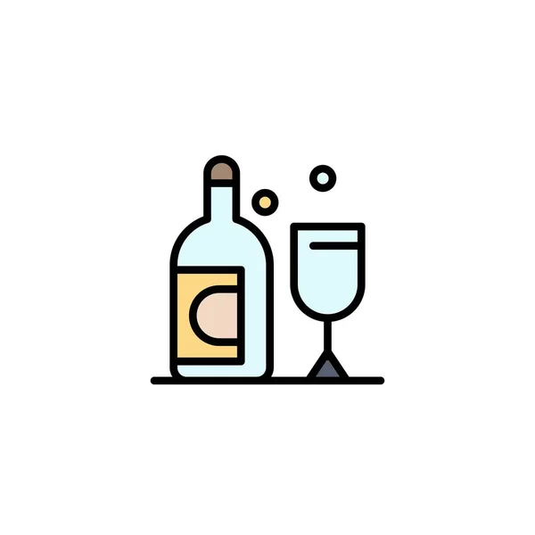Šablona pro obchodní logo-láhev, sklo, Irsko Plochá barva — Stockový vektor