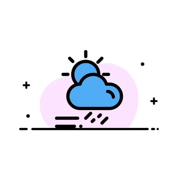 Wolken, Tag, Regen, Jahreszeit, Wetter Geschäft flache Linie gefüllt ic — Stockvektor
