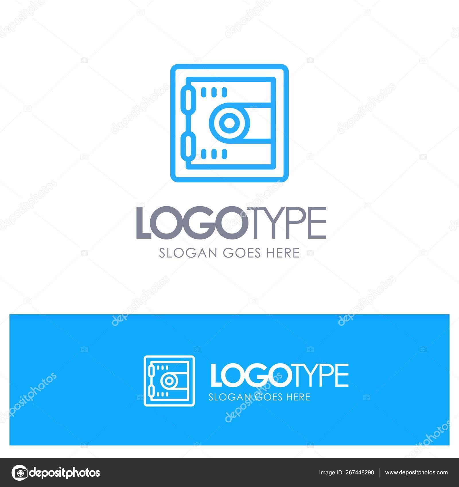 Locker, Lock, Motivation Blue outLine Logo with place for taglin Stock Vector Image by ©Flatart