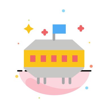 Astronomi, Uzay, Ufo Soyut Düz Renk Simgesi Şablonu