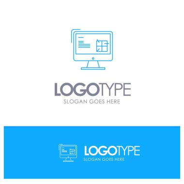 Bilgisayar, Inşaat, onarım, LCD, tasarım mavi anahat logo Wi