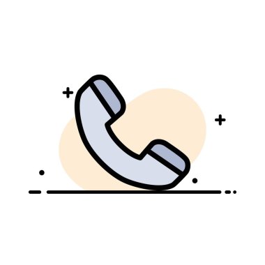 Çağrı, telefon, telefon Iş düz çizgi dolu simge vektör ba