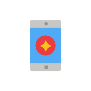 Favori Mobil, Mobil, Mobil Uygulama Düz Renk Simgesi. Ve