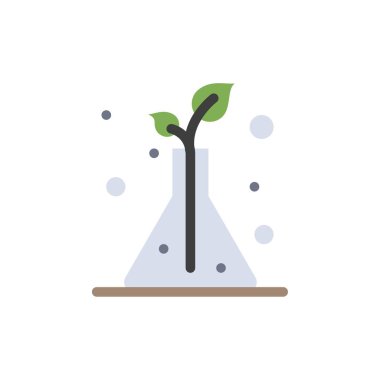 Bilim, Flask, Ağaçlar Düz Renk Simgesi. Vektör simgesi afiş Templ