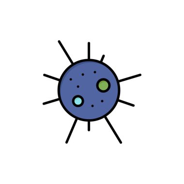 Bakteri, hastalık, virüs yassı renk simgesi. Vektör simgesi afiş Te