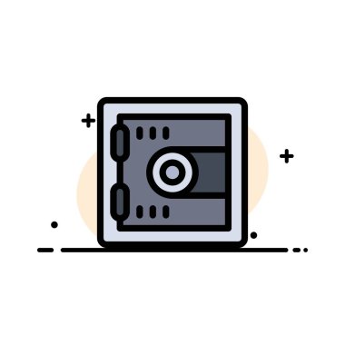 Locker, Kilit, Motivasyon İş Düz Hat Dolu Simge Vektör 