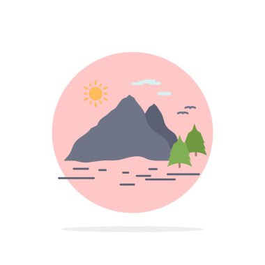 Doğa, tepe, manzara, dağ, güneş Düz Renk Simge Vektör