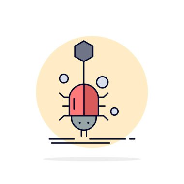 Hata, böcek, örümcek, virüs, web Düz Renk Simge Vektör