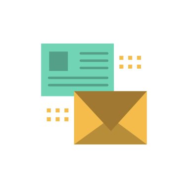Posta, Konuşma, E-postalar, Liste, Posta Düz Renk Simgesi. Vektör simgesi afiş Şablonu