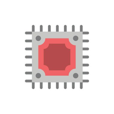 Cpu, Microchip, İşlemci Düz Renk Simgesi. Vektör simgesi afiş T