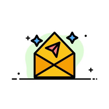 Ok, Sohbet, E- posta, Açık İş Düz Satırı Simge Vektörü B Dolduruldu