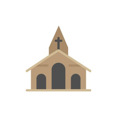 Bina, Noel, Kilise, Bahar Düz Renk Simgesi. Vektör ico