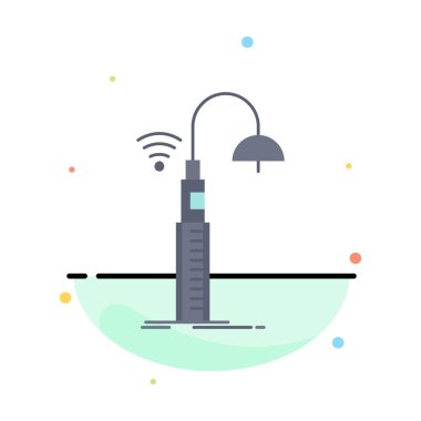 ışıklar, sokak, wifi, akıllı, teknoloji Düz Renk Simge Vektör