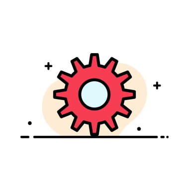 Dişli, Dişli, Ayar İş Düz Çizgi Dolu Simge Vektör Afiş