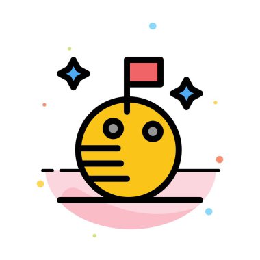 Bayrak, ay, uzay soyut düz renk simge şablonu