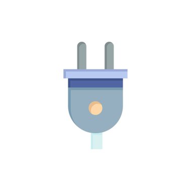 Elektrik, tak, güç, güç fişi düz renk simgesi. Vektör simgesi 