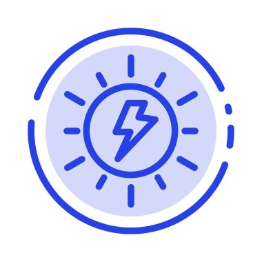 Enerji,, Güneş, Güneş, Şarj Mavi Noktalı Çizgi Hattı Simgesi