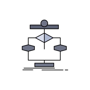 Algoritma, grafik, veri, diyagram, akış düz renk simge vektör