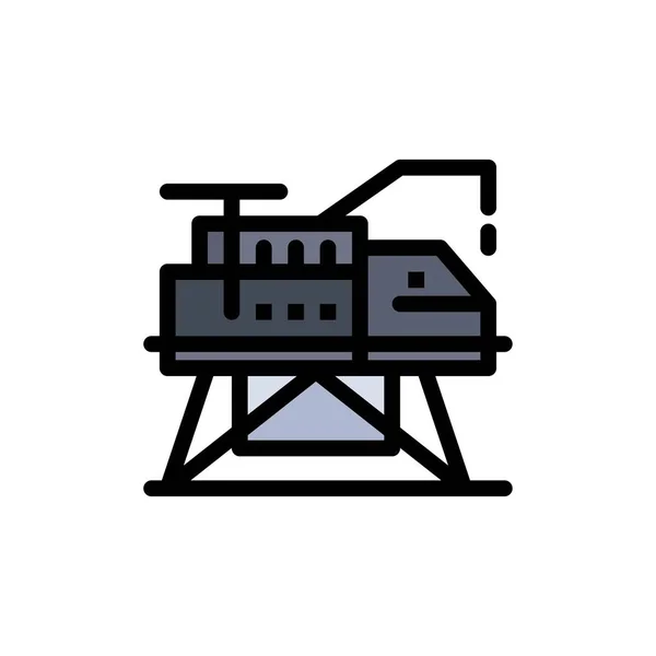 Bau, Engineering, Labor, Plattform flache Farbe Symbol — Stockvektor