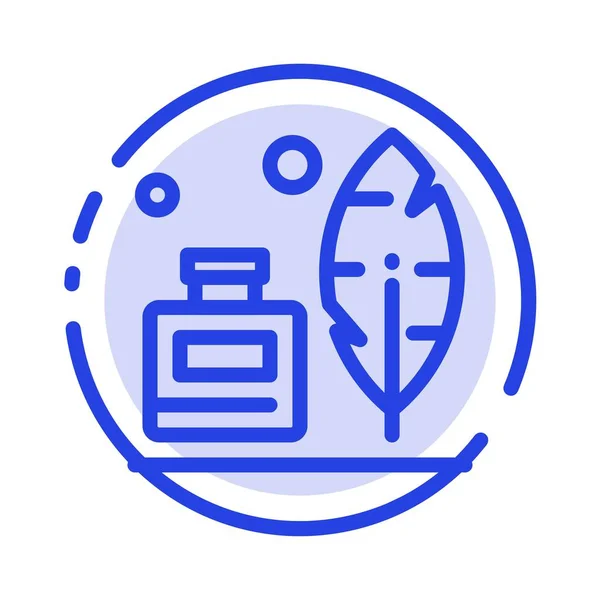 Adobe Pena Garrafa Tinta American Blue Dotted Line Icon — Vetor de Stock