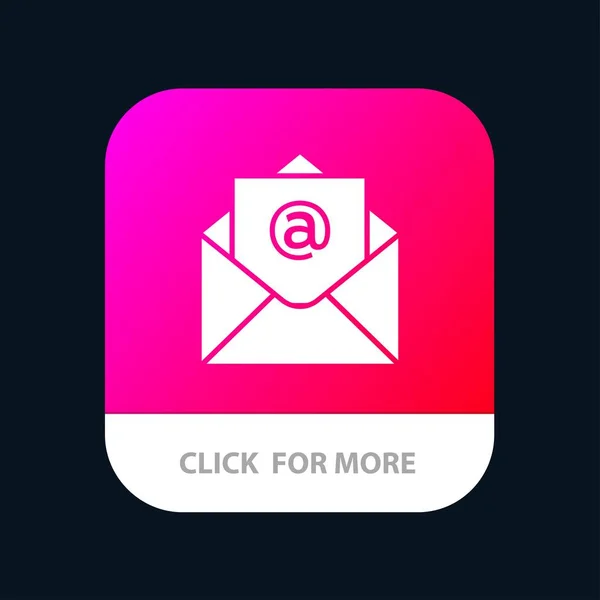 Email, Mail, Open Mobile App Button. Android e IOS Glyph Versi — Vettoriale Stock