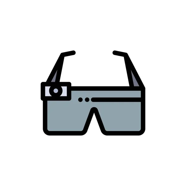 Dispositivo, gafas, Google Glass, Smart Flat Color Icon. Vector ic — Vector de stock