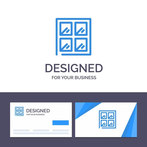 Kreative Visitenkarten Und Logo Vorlage Fenster Konstruktion Gebäude Vektorillustration — Stockvektor
