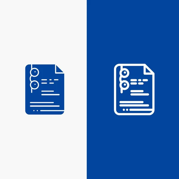 Fájl, dokumentum, iskola, oktatási vonal és karakterjel szilárd ikon kék — Stock Vector