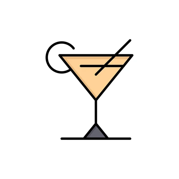Cocktail, Saft, Zitrone flache Farbe Symbol. Vektor Symbol Banner Temp — Stockvektor