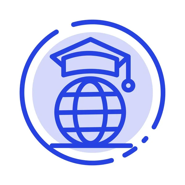 Globe, Internet, Online, Graduation Blue Dotted Line Icon — стоковый вектор