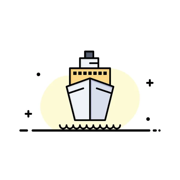 Imbarcazione, Nave, Trasporti, Nave Business Flat Line Icona Riempita Ve — Vettoriale Stock