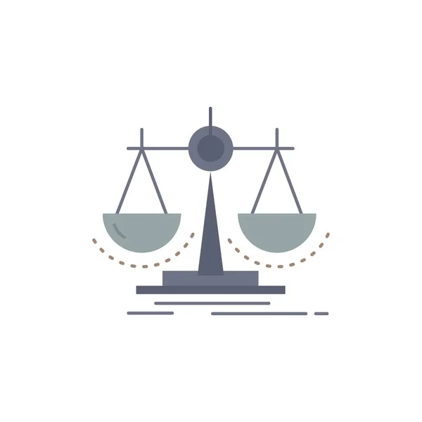Equilibrio, decisión, justicia, ley, escala Flat Color Icon Vector — Archivo Imágenes Vectoriales
