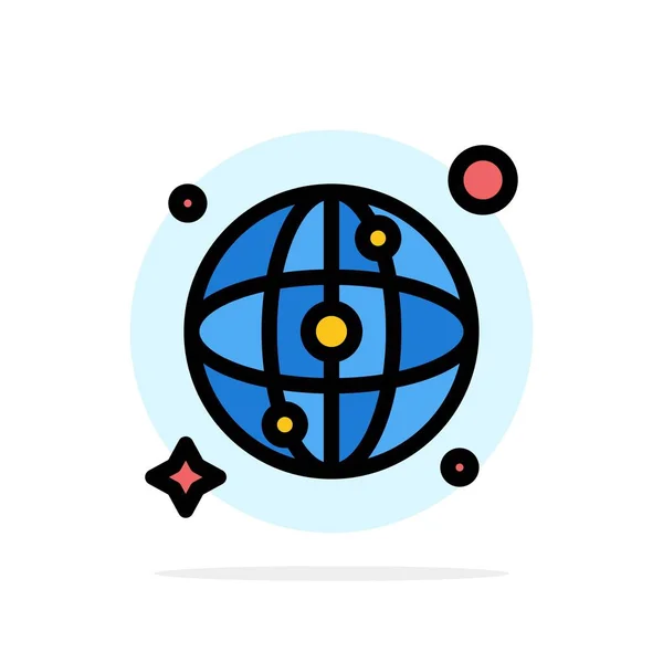 Welt, Karte, Netzwerk abstrakter Kreis Hintergrund flache Farbe Symbol — Stockvektor