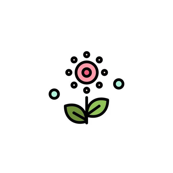 Plantilla de logotipo de negocios de flores, plantas, rosas y primavera. Color plano — Vector de stock