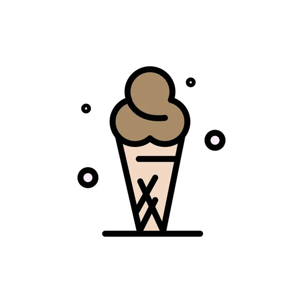 Helado Crema Hielo Cono Icono Color Plano Banner Icono Vectorial — Vector de stock