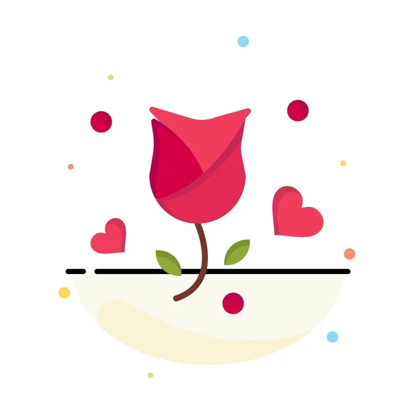 Rosa, Flor, Amor, Proponer, San Valentín Icono de color plano abstracto — Vector de stock