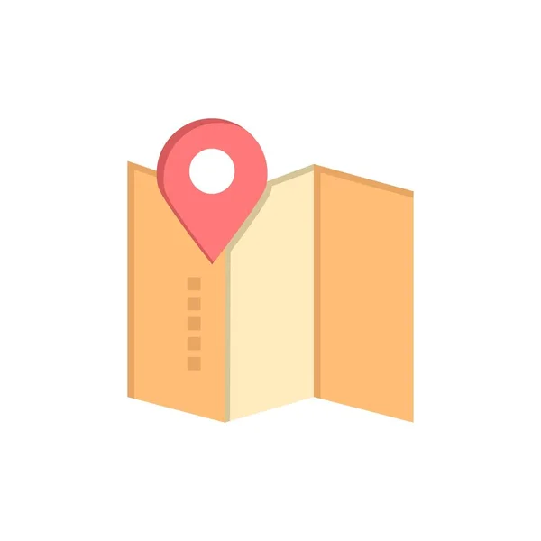 Localização, Mapa, Serviço Pin Flat Color Icon. Banner do ícone do vetor —  Vetores de Stock
