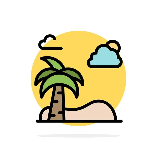 海滩, 棕榈, 树, 春天抽象圆背景平面颜色 — 图库矢量图片