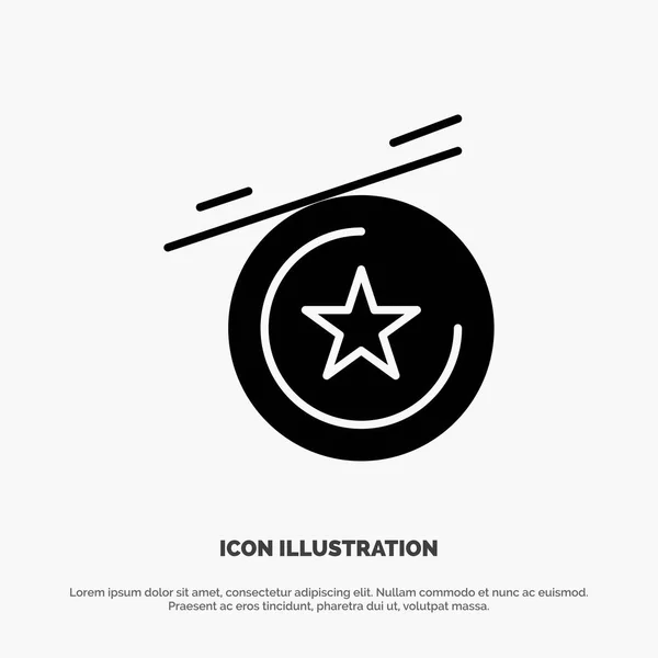 Star, Medal Solid Black Glyph Icon — Stock Vector