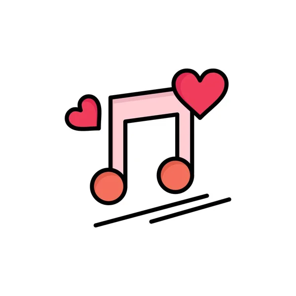 Music Node, Node, Lyrics, Love, Song Flat Color Icon. Vektor ic – stockvektor