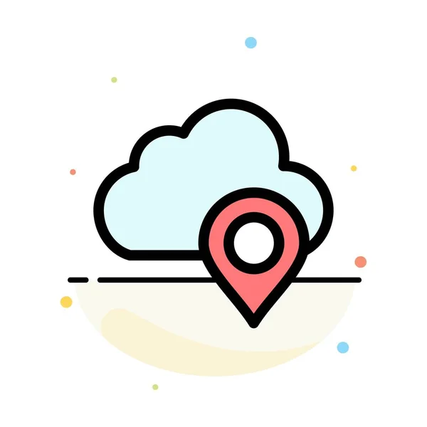 Chmura, mapa, PIN, marker abstrakcyjny płaski kolor ikona szablon — Wektor stockowy