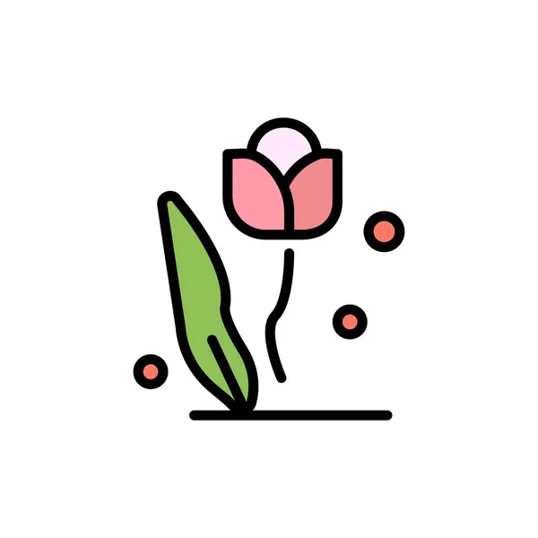 Flora, Floral, Flor, Naturaleza, Rosa Icono de color plano. Vector ico — Vector de stock